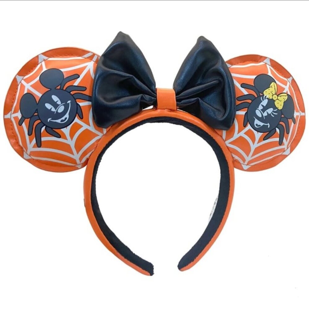 Loungefly Glow Disney Parks Spider Web Halloween Mickey and Minnie Ears Headband